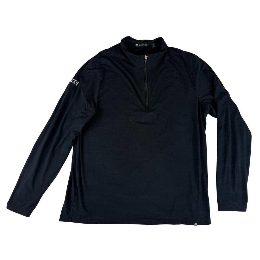 Travis Mathew 1/4 Zip Pullover Mens XL Black TM1MW452 RDI Logo Stretch